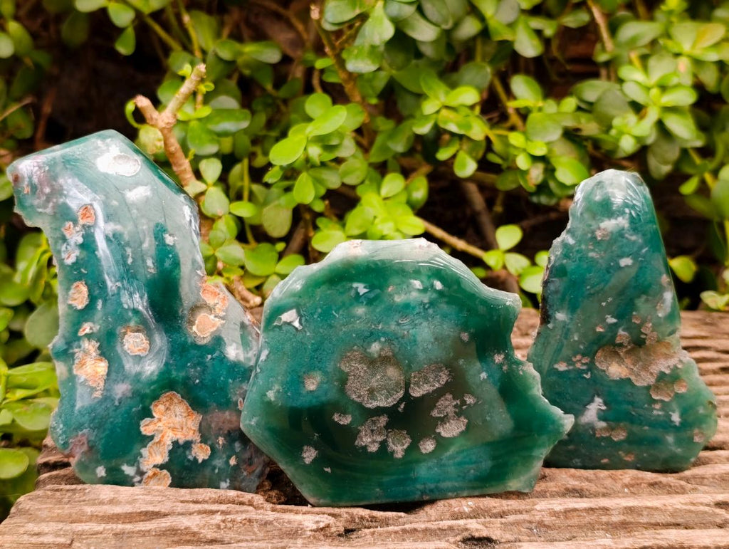 Polished On One Side Mtorolite Chrysoprase Plates x 12 From Mutorashanga, Zimbabwe - Toprock Gemstones and Minerals 