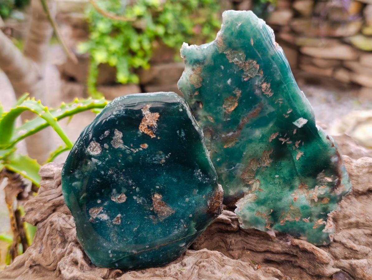 Polished On One Side Mtorolite Chrysoprase Plates x 12 From Mutorashanga, Zimbabwe - Toprock Gemstones and Minerals 