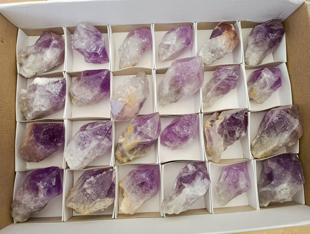 Natural Jacaranda Amethyst Single Crystals x 24 From Mumbwa, Zambia - Toprock Gemstones and Minerals 