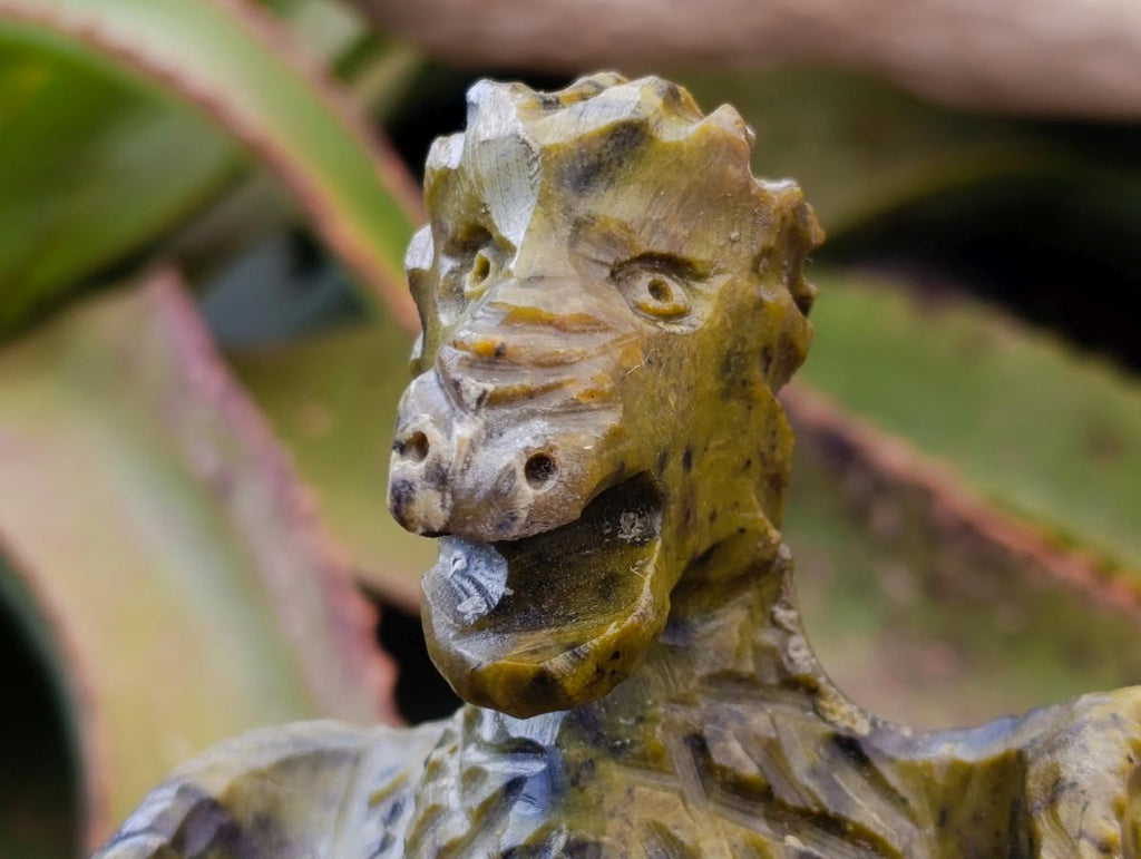 Hand Made Leopard Stone Welsh Dragon Carving x 1 From Zimbabwe - Toprock Gemstones and Minerals 
