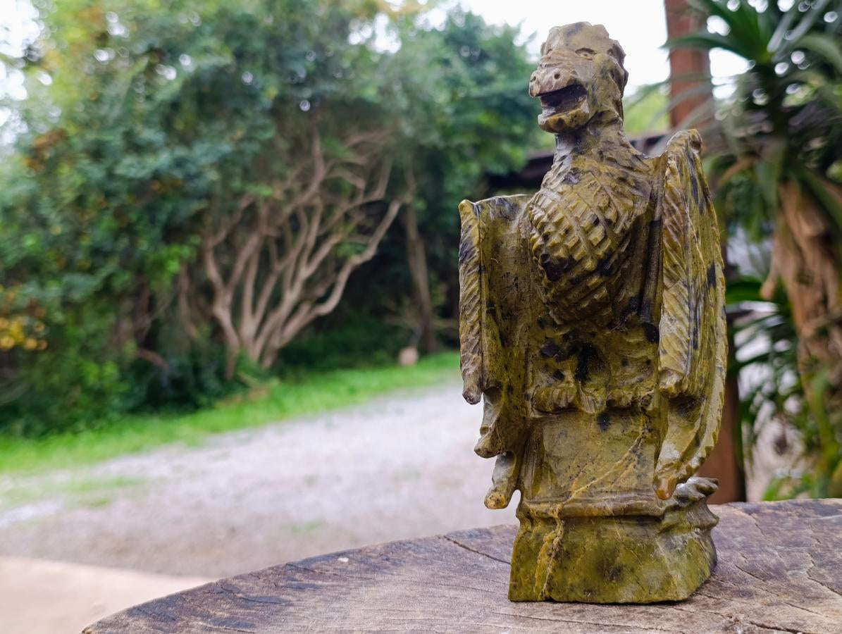 Hand Made Leopard Stone Welsh Dragon Carving x 1 From Zimbabwe - Toprock Gemstones and Minerals 