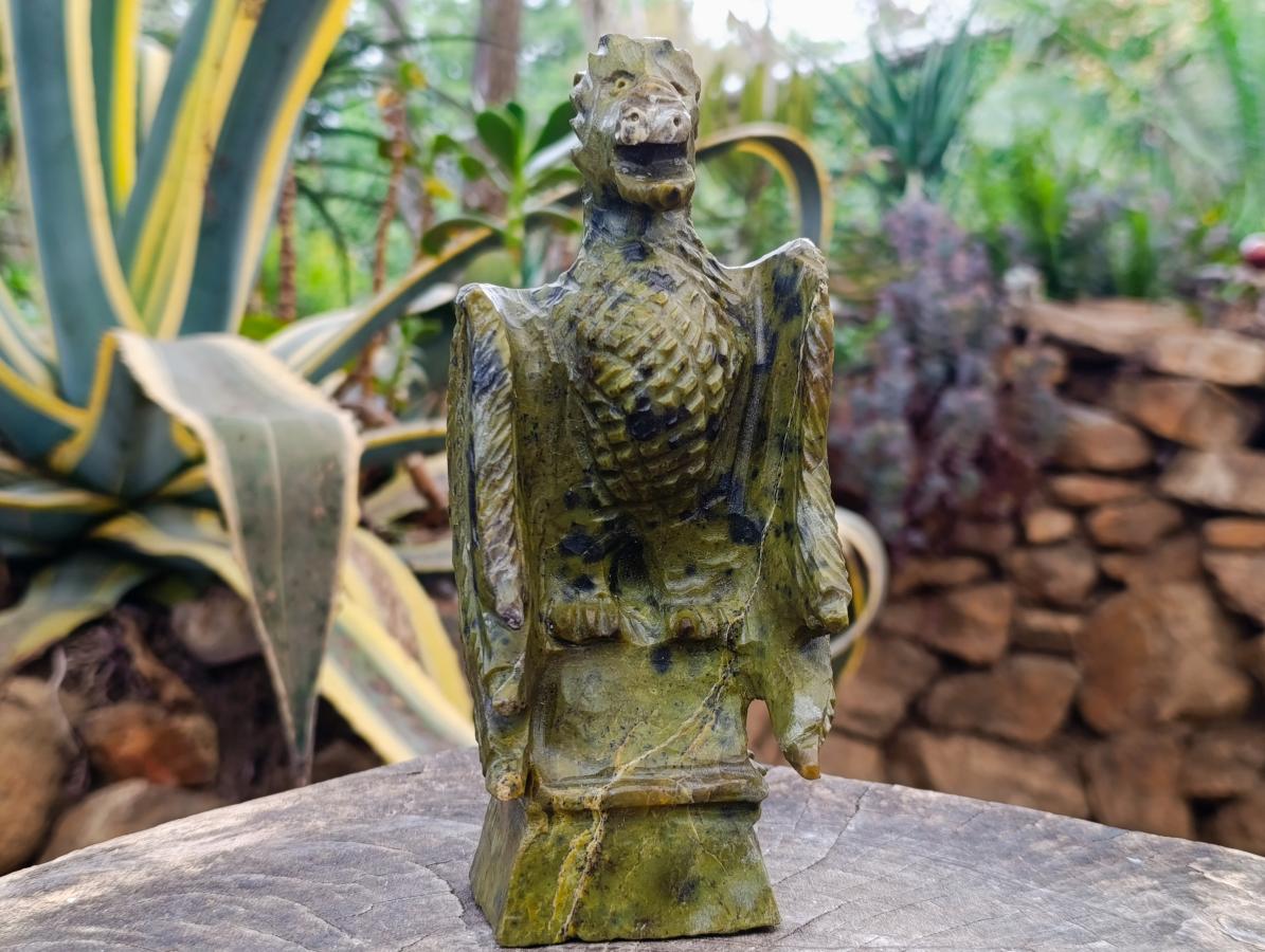 Hand Made Leopard Stone Welsh Dragon Carving x 1 From Zimbabwe - Toprock Gemstones and Minerals 