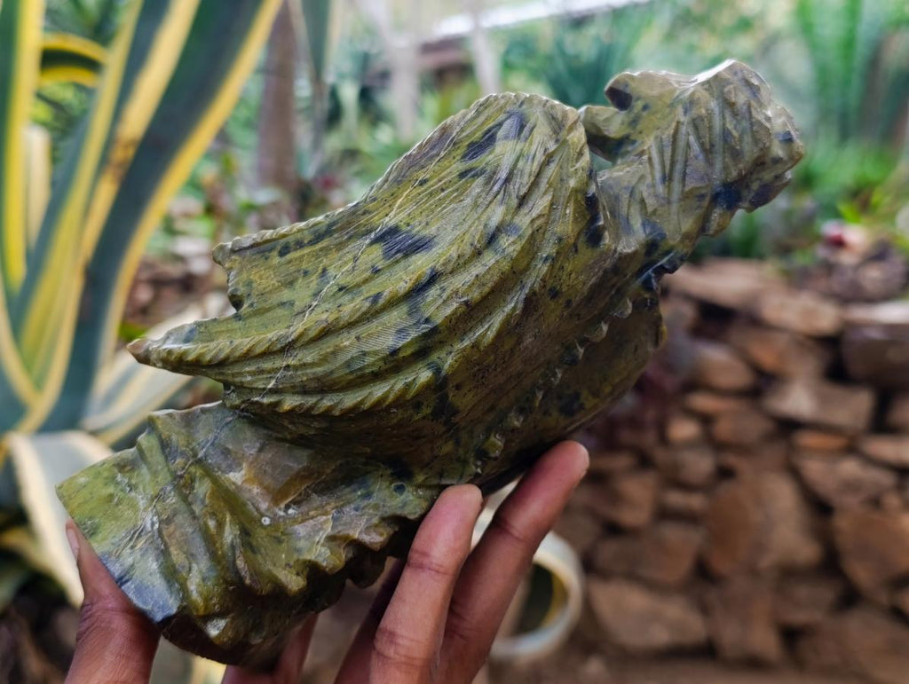 Hand Made Leopard Stone Welsh Dragon Carving x 1 From Zimbabwe - Toprock Gemstones and Minerals 