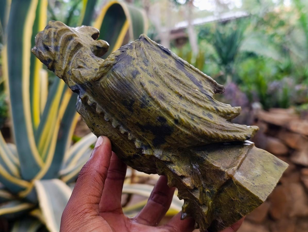 Hand Made Leopard Stone Welsh Dragon Carving x 1 From Zimbabwe - Toprock Gemstones and Minerals 