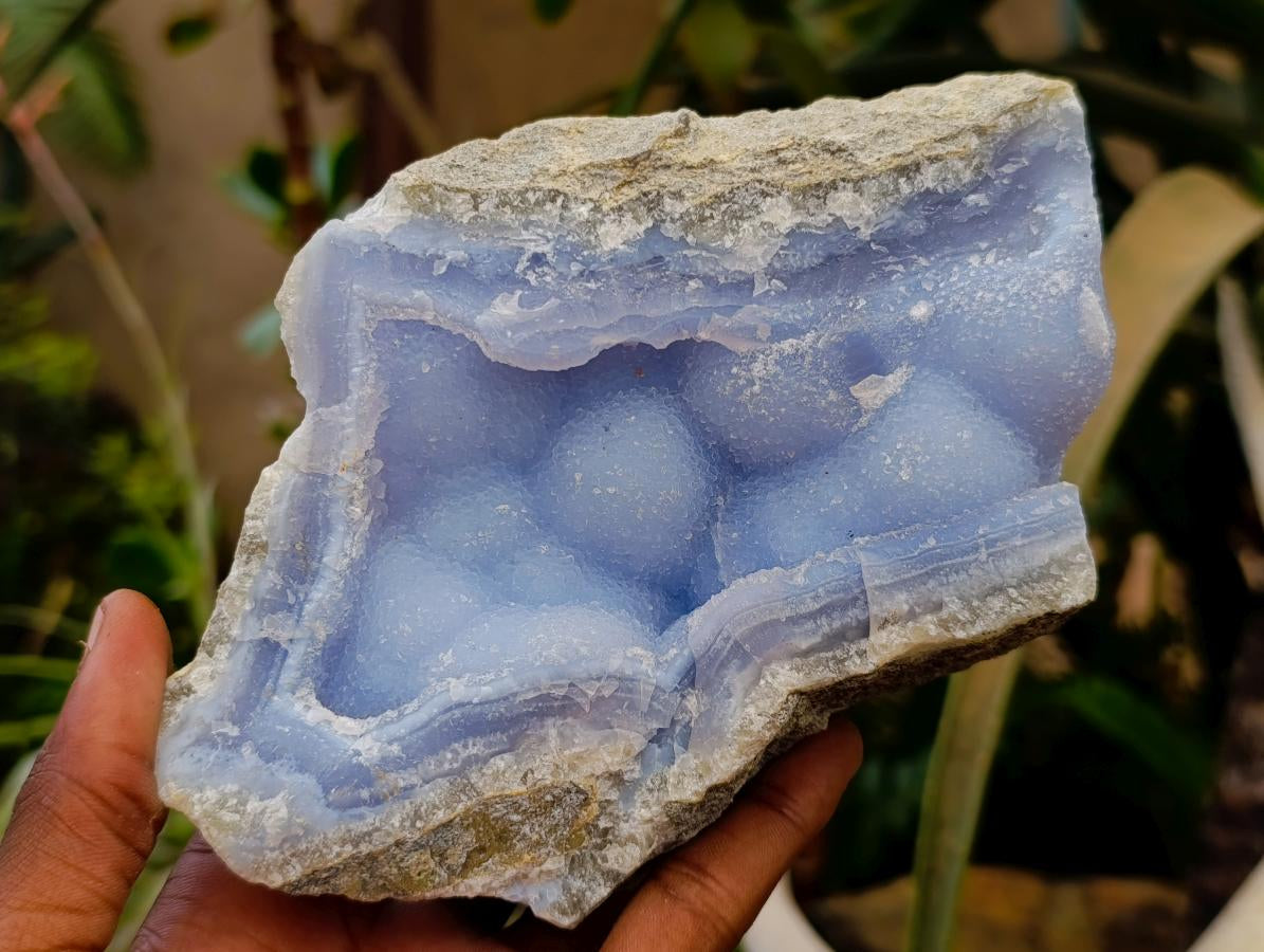 Natural Blue Lace Agate Geode Specimens x 4 From Nsanje, Malawi - Toprock Gemstones and Minerals 
