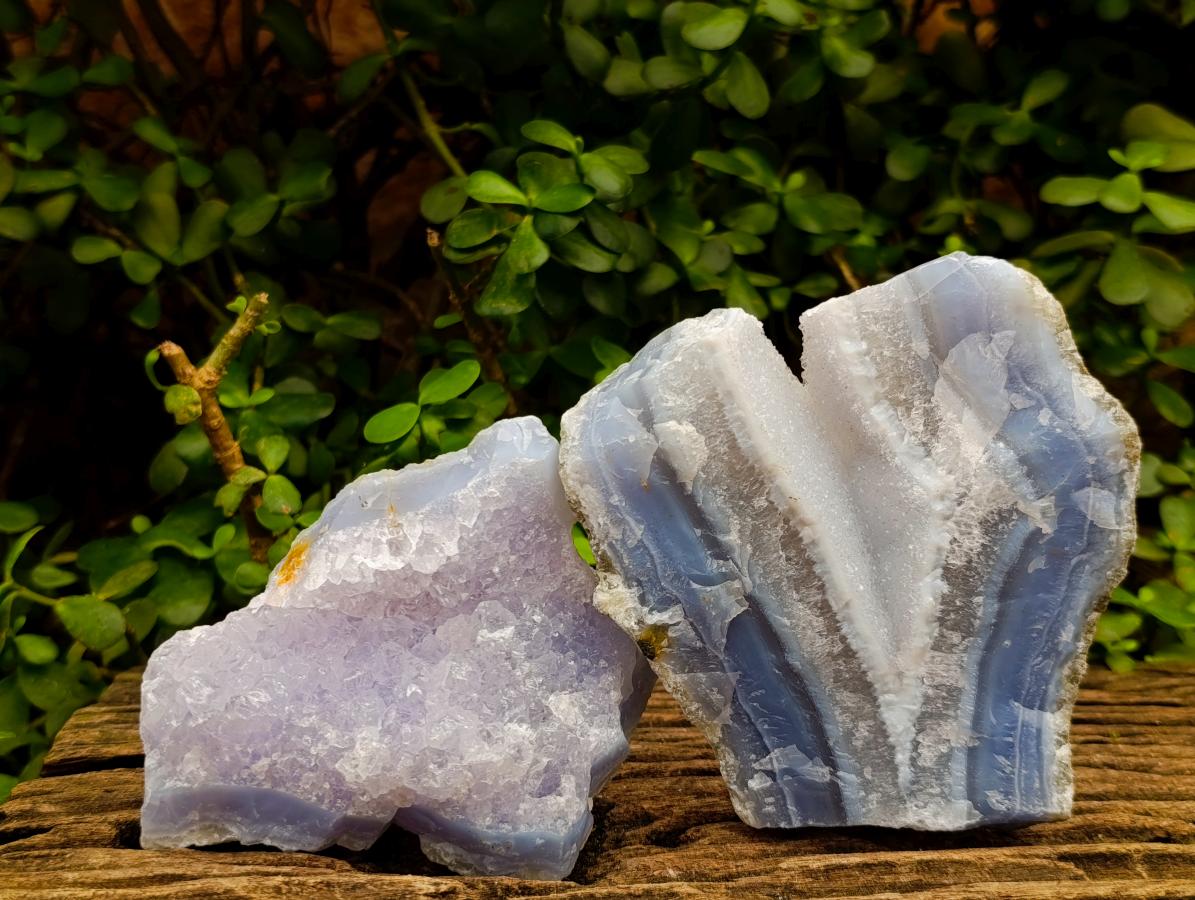 Natural Blue Lace Agate Geode Specimens x 4 From Nsanje, Malawi - Toprock Gemstones and Minerals 