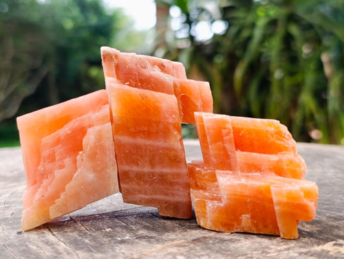 Natural Rhombohedral Sunset Orange Calcite Specimens x 24 From Spitzkop, Namibia - Toprock Gemstones and Minerals 