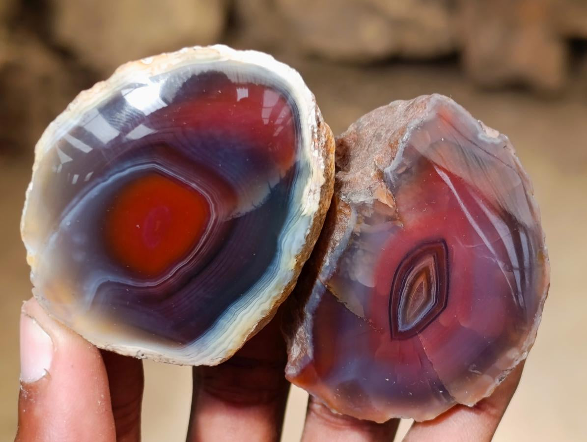 Polished One Side Red Shashe River Agate Nodules x 35 From Shashe River, Zimbabwe - Toprock Gemstones and Minerals 