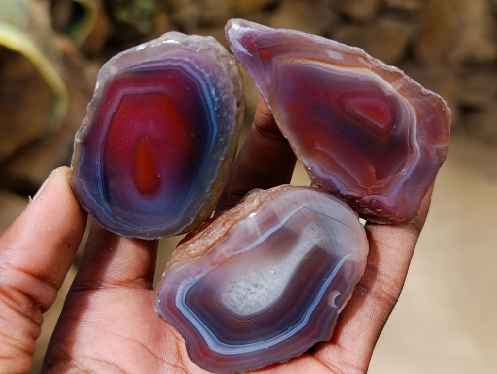 Polished One Side Red Shashe River Agate Nodules x 35 From Shashe River, Zimbabwe - Toprock Gemstones and Minerals 