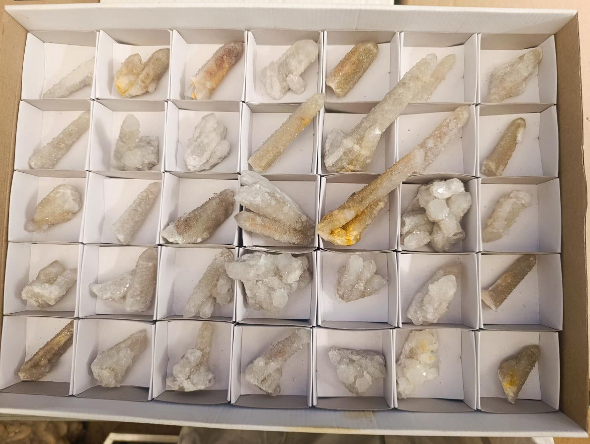 Natural White Fingered Spirit Quartz Crystals and Clusters x 35 From Boekenhouthoek, South Africa - Toprock Gemstones and Minerals 