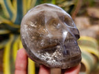Polished Rose Quartz and Smokey Quartz Skulls x 2 From Madagascar - Toprock Gemstones and Minerals 