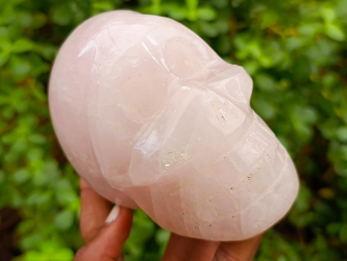 Polished Rose Quartz and Smokey Quartz Skulls x 2 From Madagascar - Toprock Gemstones and Minerals 