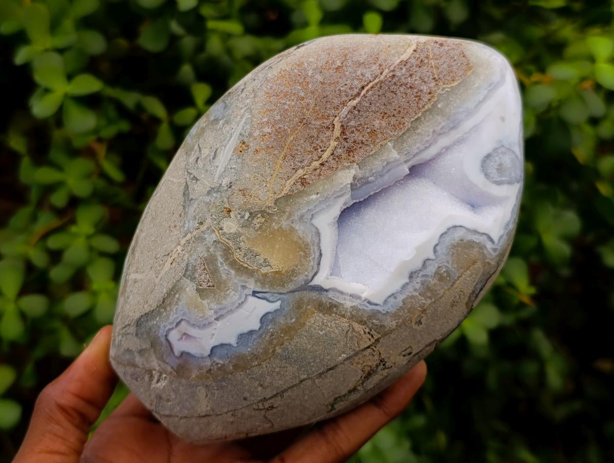 Polished Large Blue Lace Agate Standing Display Piece x 1 From Nsanje, Malawi - Toprock Gemstones and Minerals 