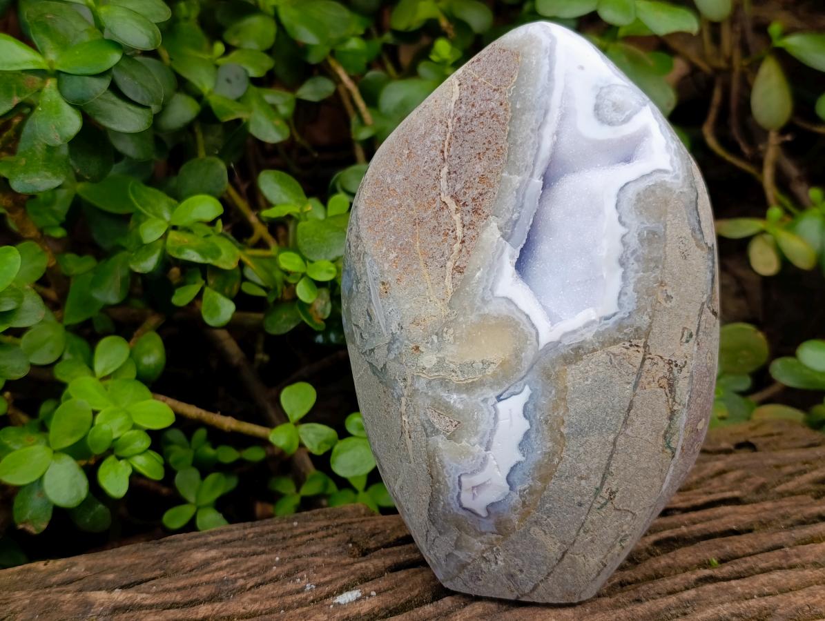 Polished Large Blue Lace Agate Standing Display Piece x 1 From Nsanje, Malawi - Toprock Gemstones and Minerals 