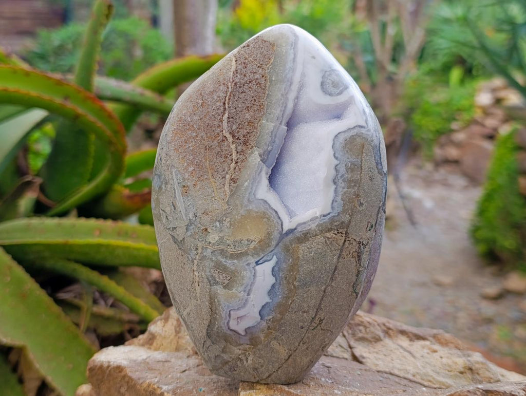 Polished Large Blue Lace Agate Standing Display Piece x 1 From Nsanje, Malawi - Toprock Gemstones and Minerals 