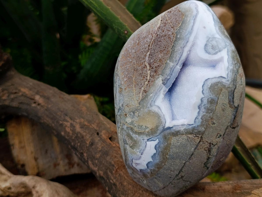Polished Large Blue Lace Agate Standing Display Piece x 1 From Nsanje, Malawi - Toprock Gemstones and Minerals 