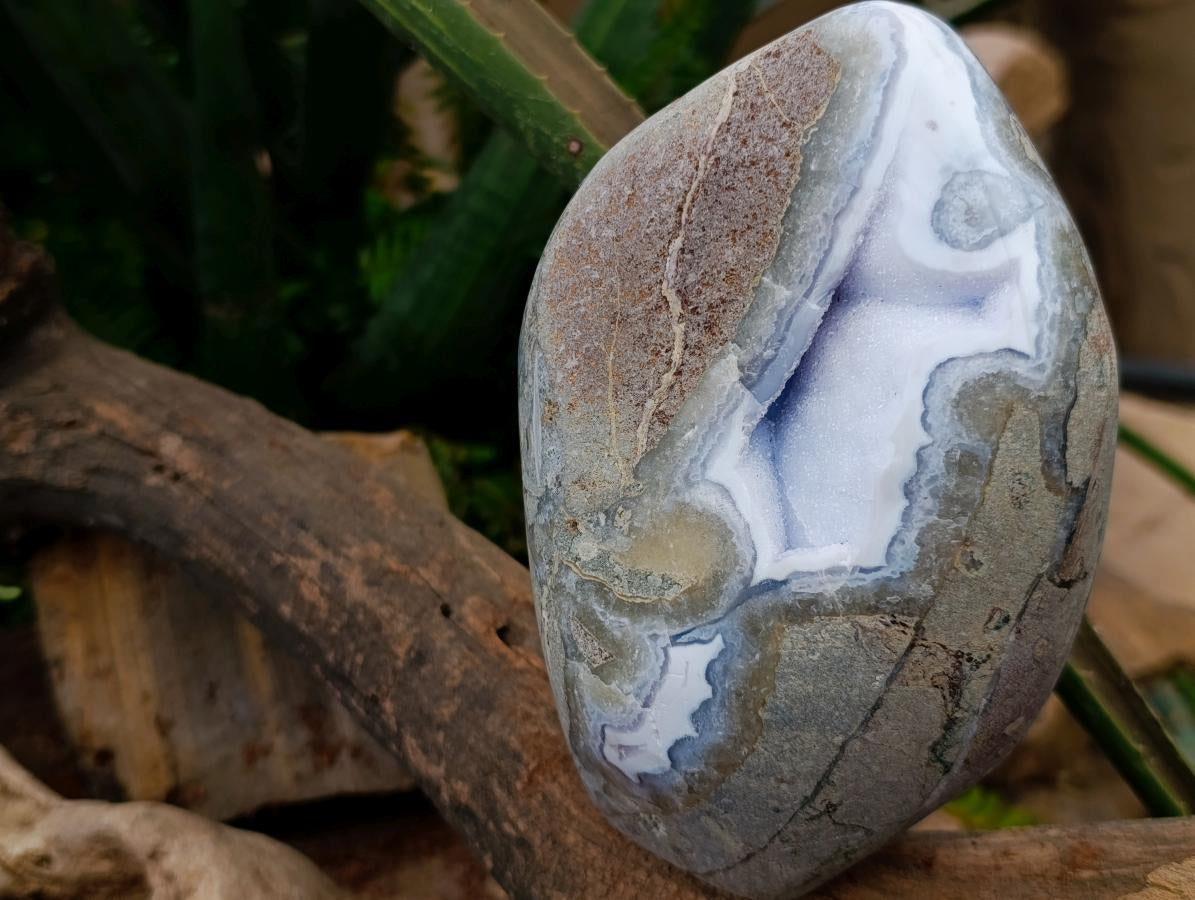 Polished Large Blue Lace Agate Standing Display Piece x 1 From Nsanje, Malawi - Toprock Gemstones and Minerals 