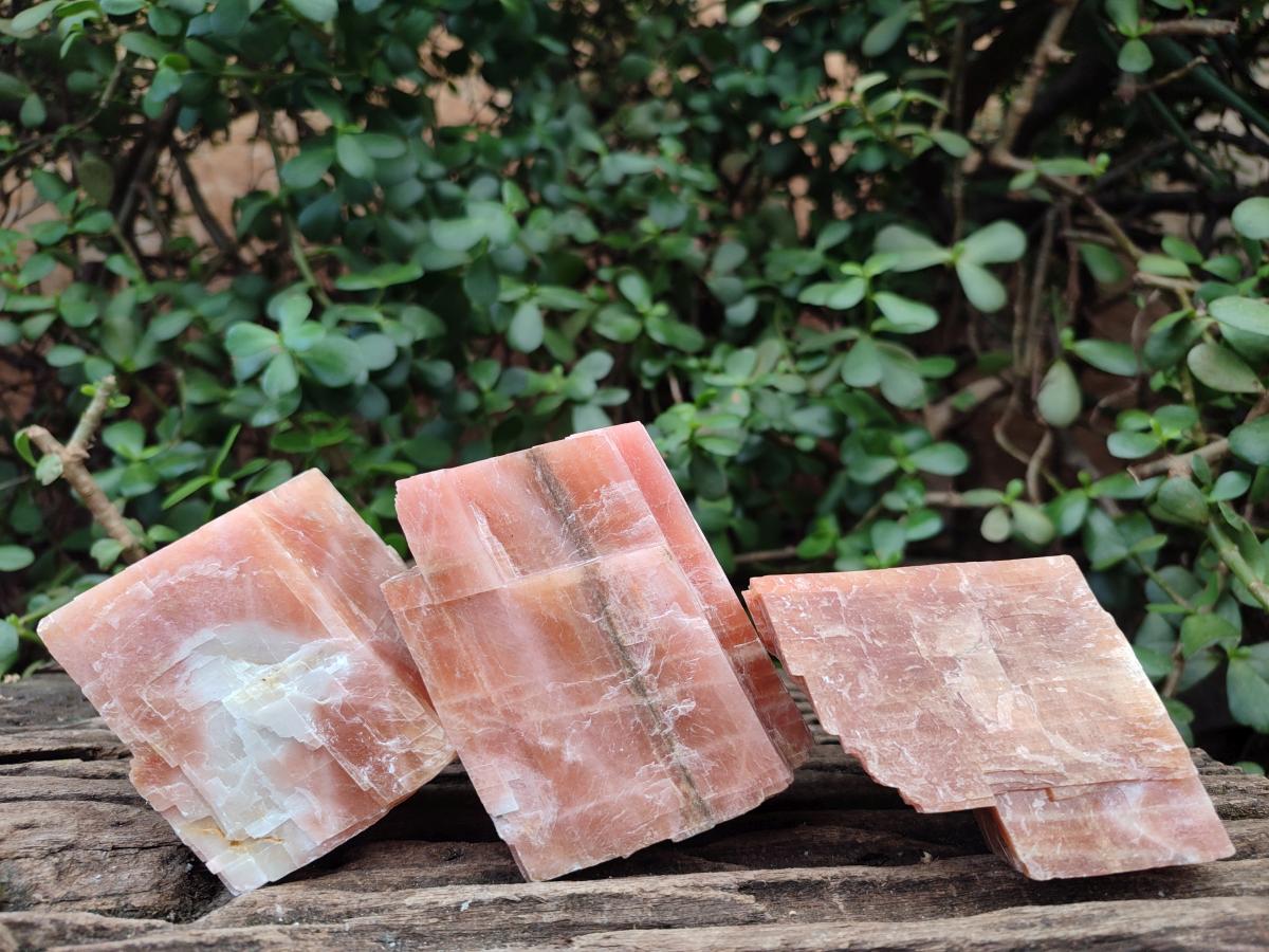 Natural Rhombohedral Sunset Orange Calcite Specimens x 6 From Spitzkop, Namibia - Toprock Gemstones and Minerals 