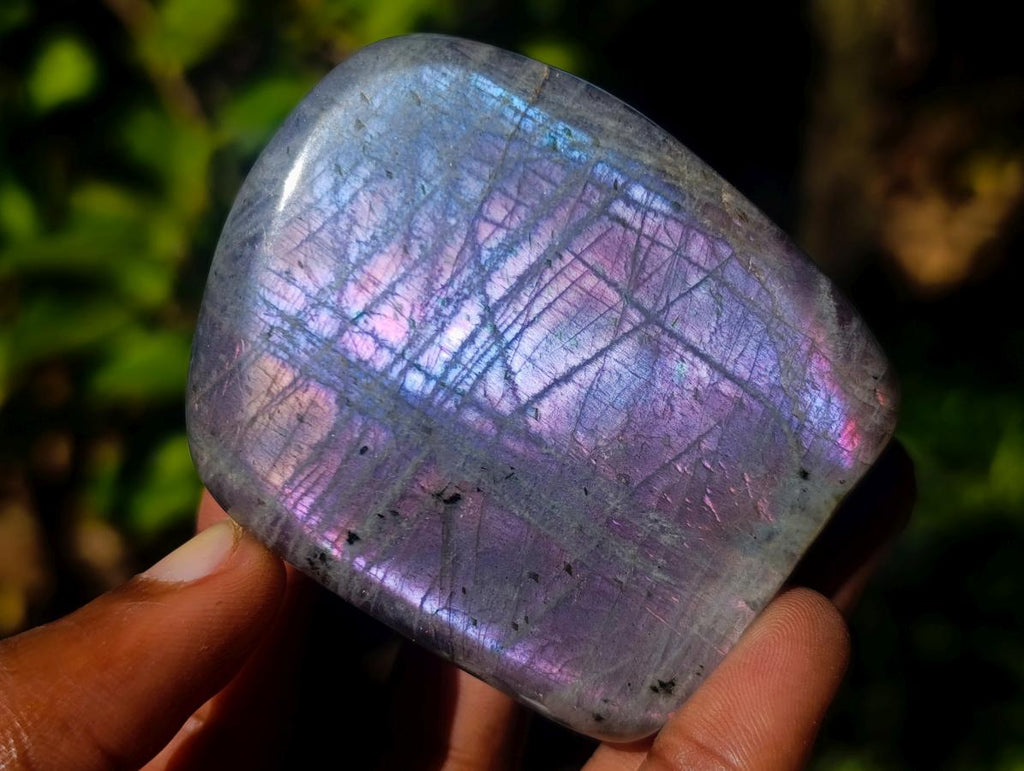 Polished Rare Purple Sunset Flash Labradorite Standing Display Pieces x 6 From Madagascar - Toprock Gemstones and Minerals 