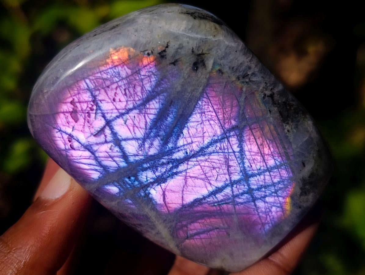 Polished Rare Purple Sunset Flash Labradorite Standing Display Pieces x 6 From Madagascar - Toprock Gemstones and Minerals 