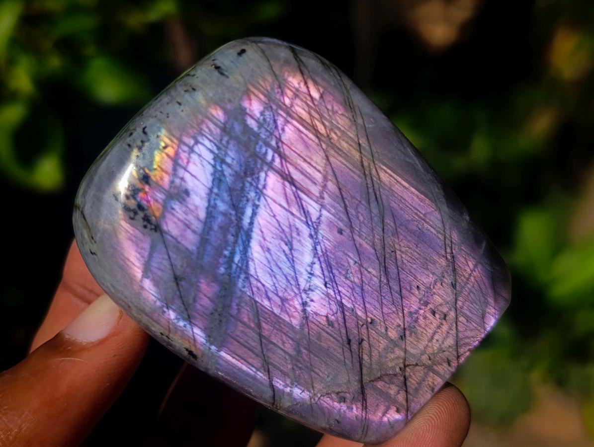 Polished Rare Purple Sunset Flash Labradorite Standing Display Pieces x 6 From Madagascar - Toprock Gemstones and Minerals 