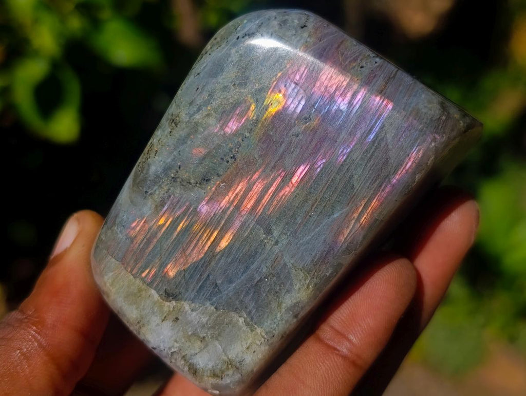 Polished Rare Purple Sunset Flash Labradorite Standing Display Pieces x 6 From Madagascar - Toprock Gemstones and Minerals 
