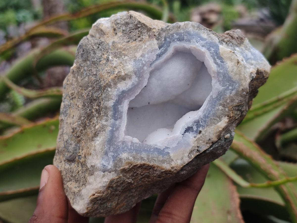 Natural Blue Lace Agate Geode Specimens x 6 From Nsanje, Malawi - Toprock Gemstones and Minerals 