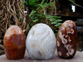Polished Mixed Agate Standing Free Forms x 3 From Madagascar - Toprock Gemstones and Minerals 