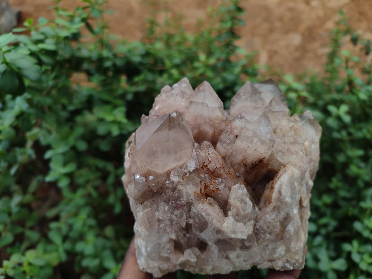Natural Smokey Quartz Clusters with White Phantoms x 2 From Luena, Congo - Toprock Gemstones and Minerals 
