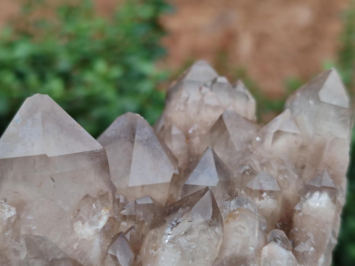 Natural Smokey Quartz Clusters with White Phantoms x 2 From Luena, Congo - Toprock Gemstones and Minerals 
