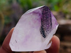 Polished Smokey Window Amethyst Crystals with Enhydro x 12 From Akansobe, Madagascar - Toprock Gemstones and Minerals 
