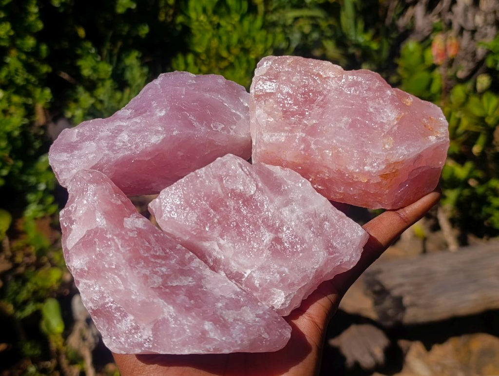 Natural Cobbed Rose Quartz Specimens x 12 From Northern Cape, South Africa - Toprock Gemstones and Minerals 
