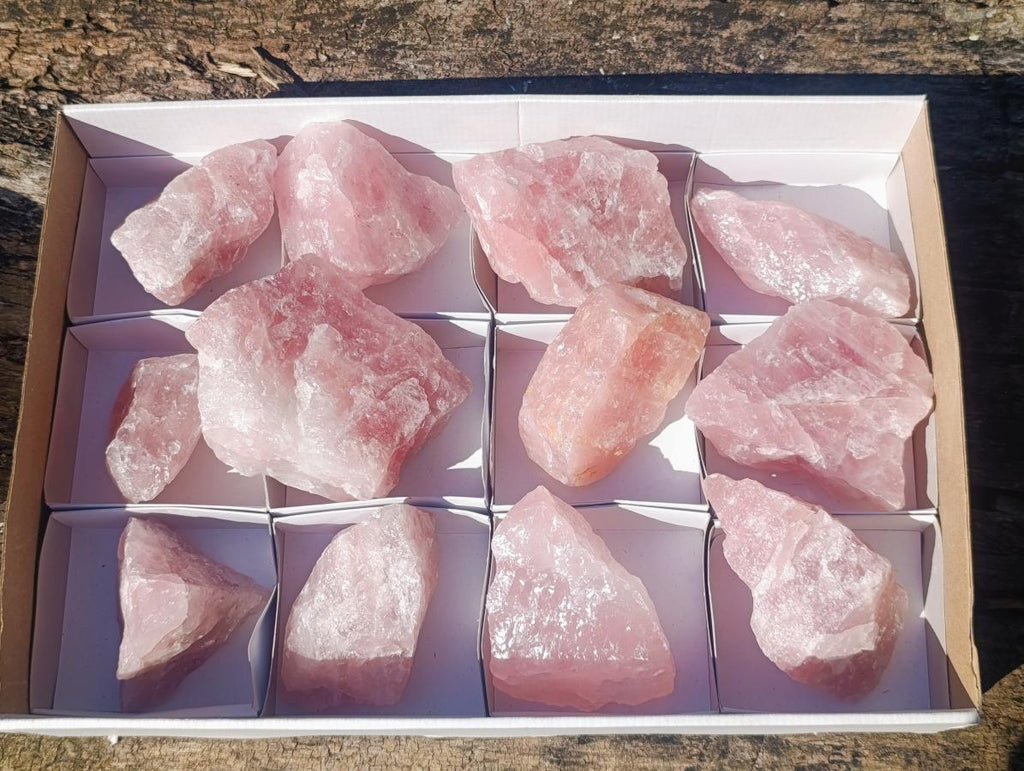 Natural Cobbed Rose Quartz Specimens x 12 From Northern Cape, South Africa - Toprock Gemstones and Minerals 