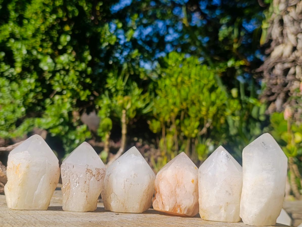 Polished Cascading Candle Quartz Crystals x 15 From Antsirabe, Madagascar - Toprock Gemstones and Minerals 
