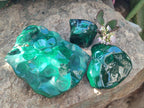 Polished Flower Banded Malachite Free Forms x 3 From Congo - Toprock Gemstones and Minerals 