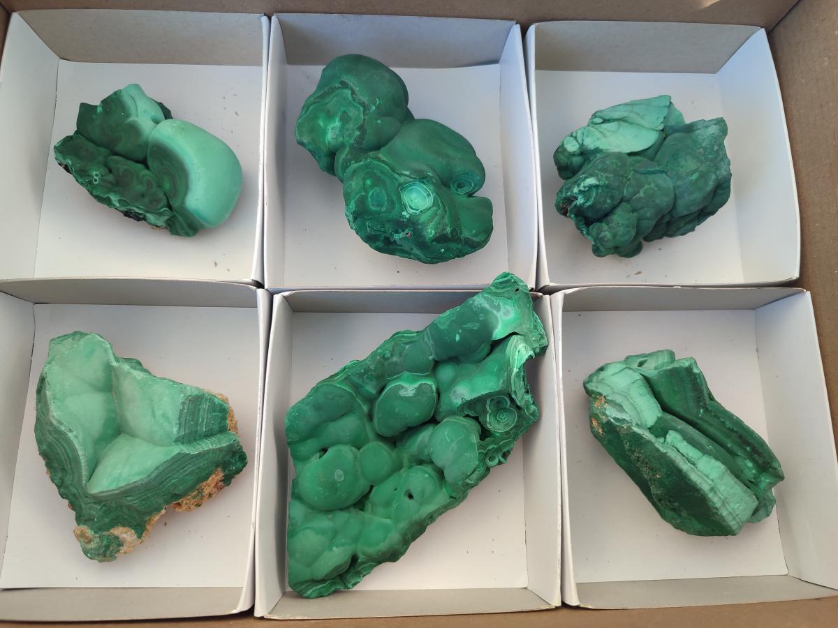 Natural Botryoidal Malachite Specimens x 6 From Congo - Toprock Gemstones and Minerals 
