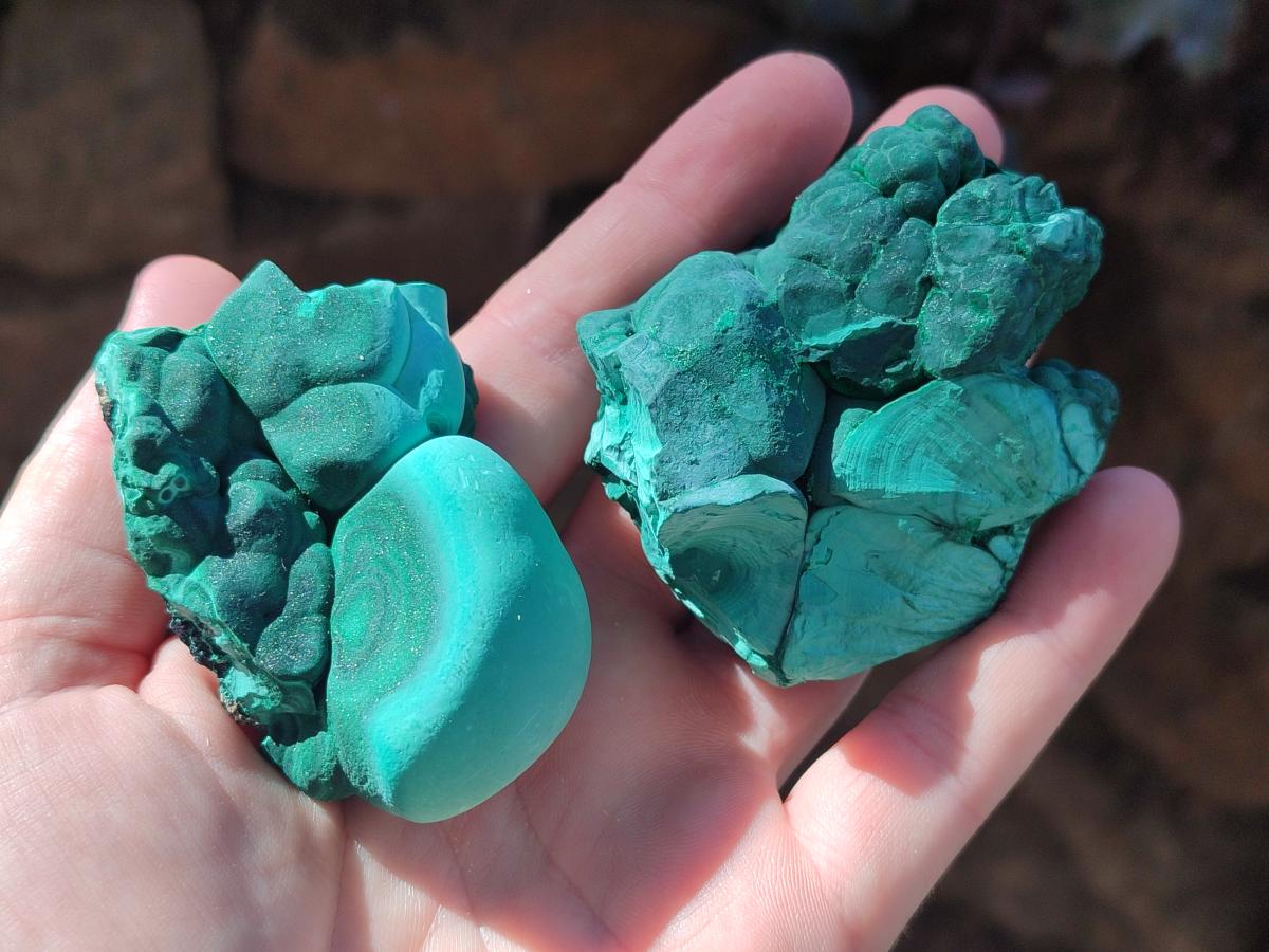 Natural Botryoidal Malachite Specimens x 6 From Congo - Toprock Gemstones and Minerals 