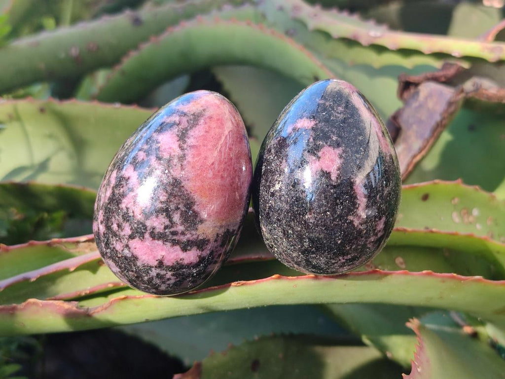 Polished Rhodonite Gemstone Eggs x 6 From Ambindavato, Madagascar - Toprock Gemstones and Minerals 