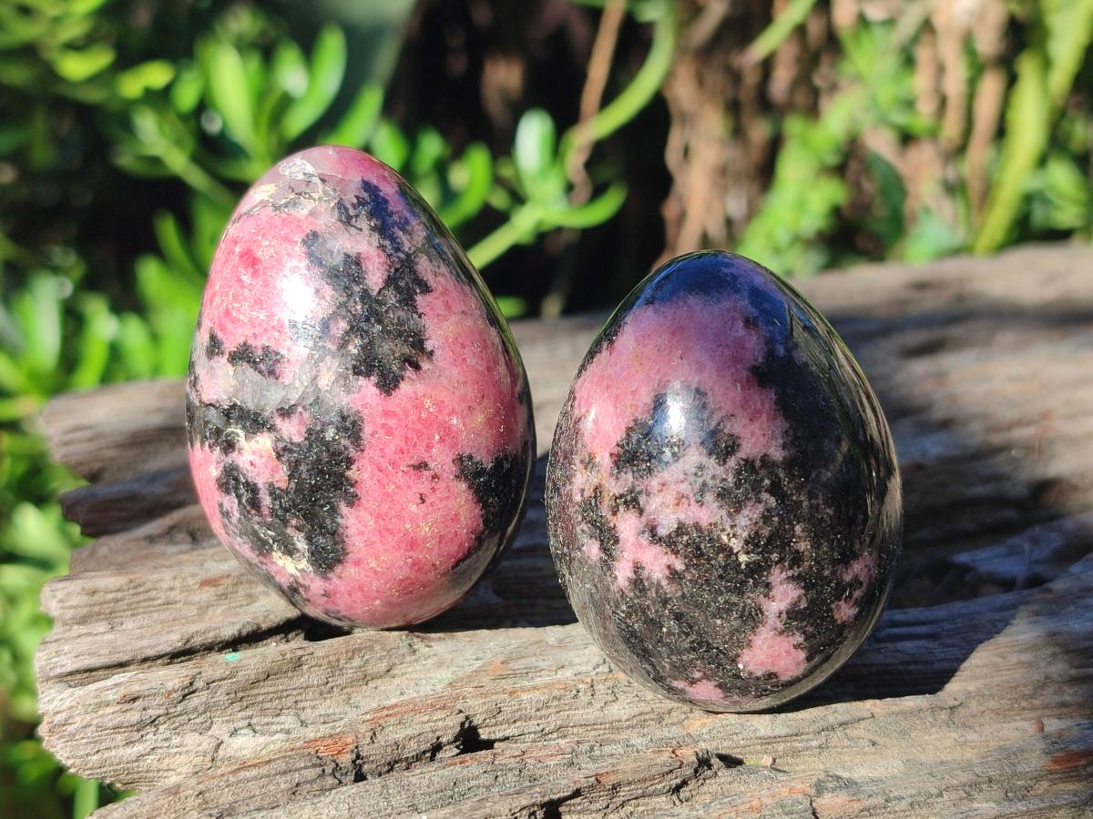 Polished Rhodonite Gemstone Eggs x 6 From Ambindavato, Madagascar - Toprock Gemstones and Minerals 