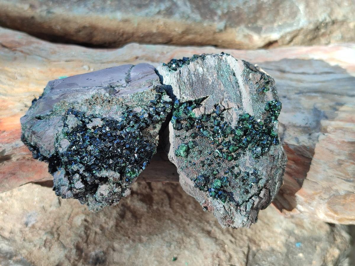 Natural Libethenite Crystals on Dolomite Matrix Specimens x 6 From Shituru, Congo - Toprock Gemstones and Minerals 