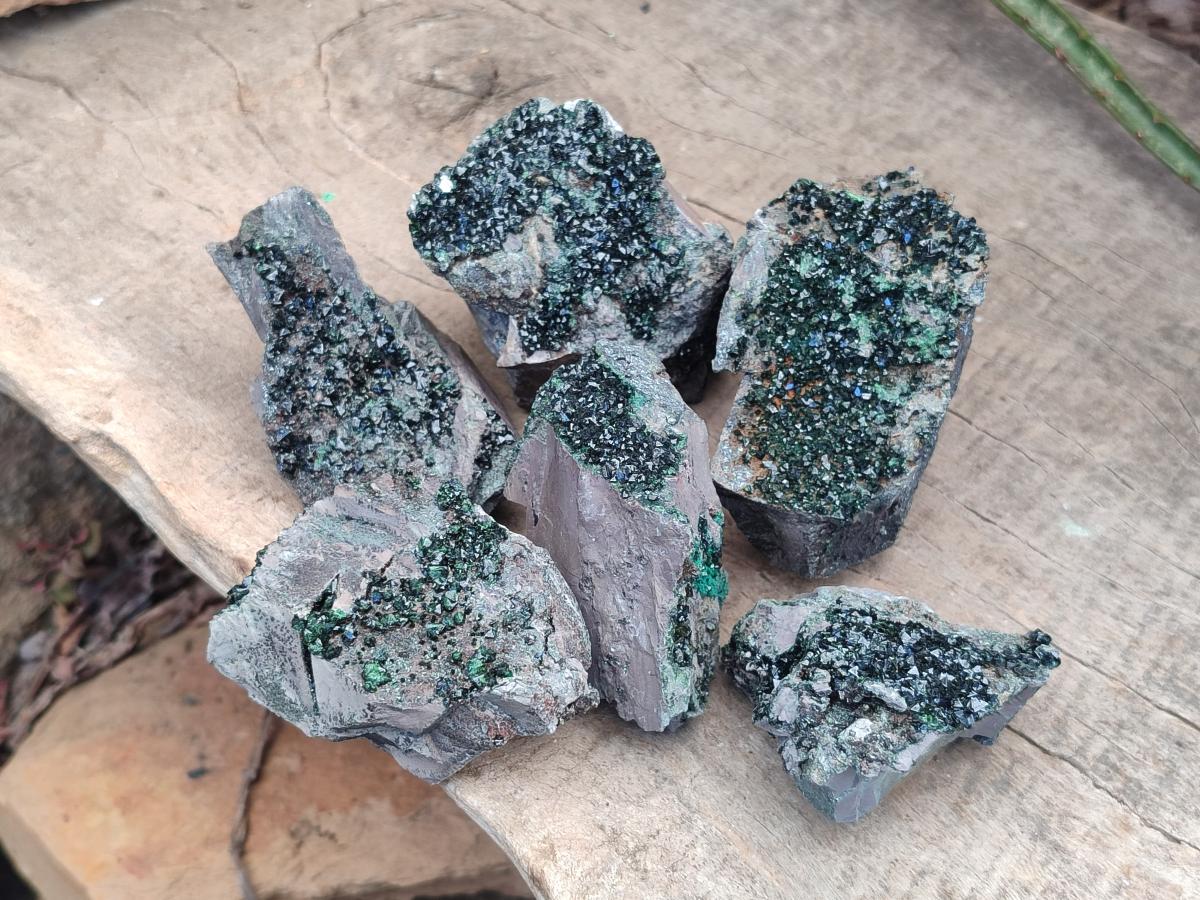 Natural Libethenite Crystals on Dolomite Matrix Specimens x 6 From Shituru, Congo - Toprock Gemstones and Minerals 