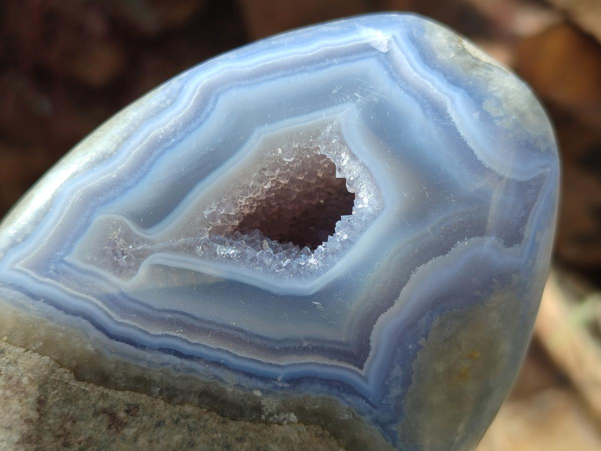 Polished Blue Lace Agate Standing Display Pieces x 2 From Nsanje, Malawi - Toprock Gemstones and Minerals 