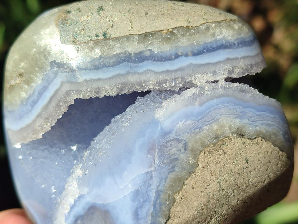 Polished Blue Lace Agate Standing Display Pieces x 2 From Nsanje, Malawi - Toprock Gemstones and Minerals 