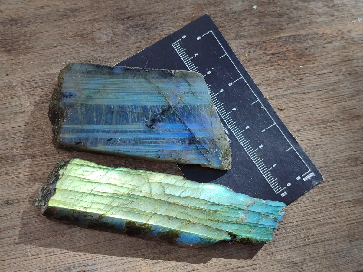 Polished One Side Labradorite Display Slices x 24 From Madagascar - Toprock Gemstones and Minerals 