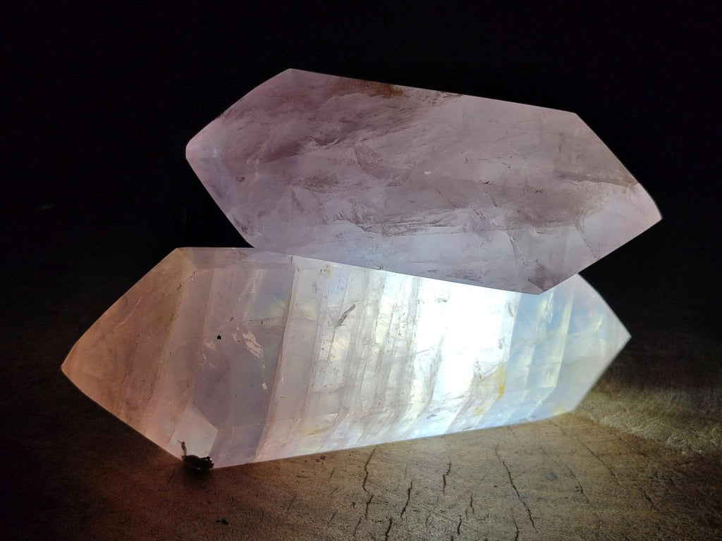 Polished Double Terminated Gemmy Rose Quartz Crystals x 6 From Madagascar - Toprock Gemstones and Minerals 