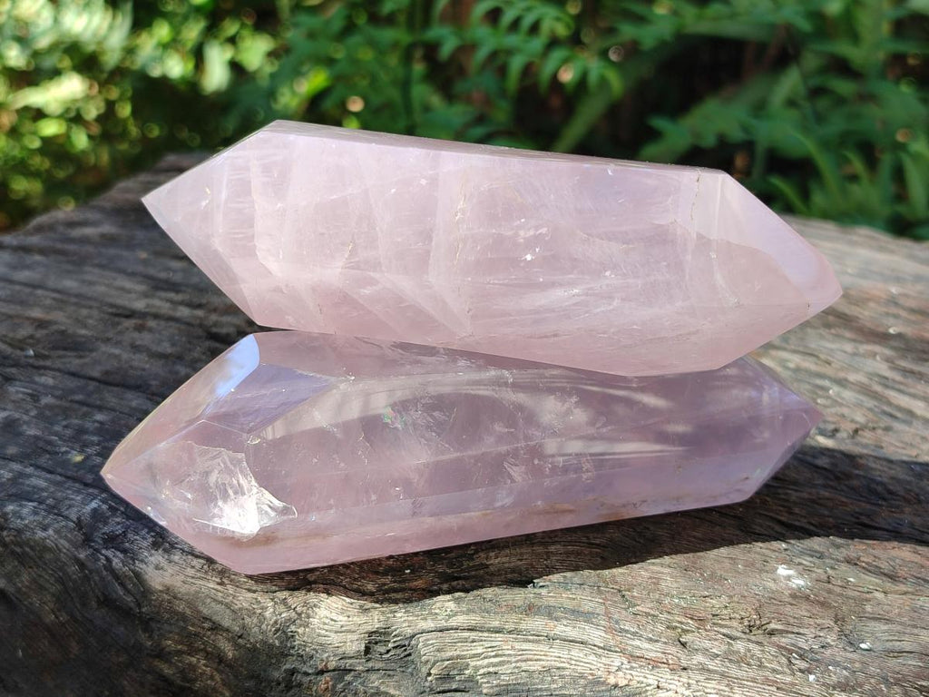 Polished Double Terminated Gemmy Rose Quartz Crystals x 6 From Madagascar - Toprock Gemstones and Minerals 