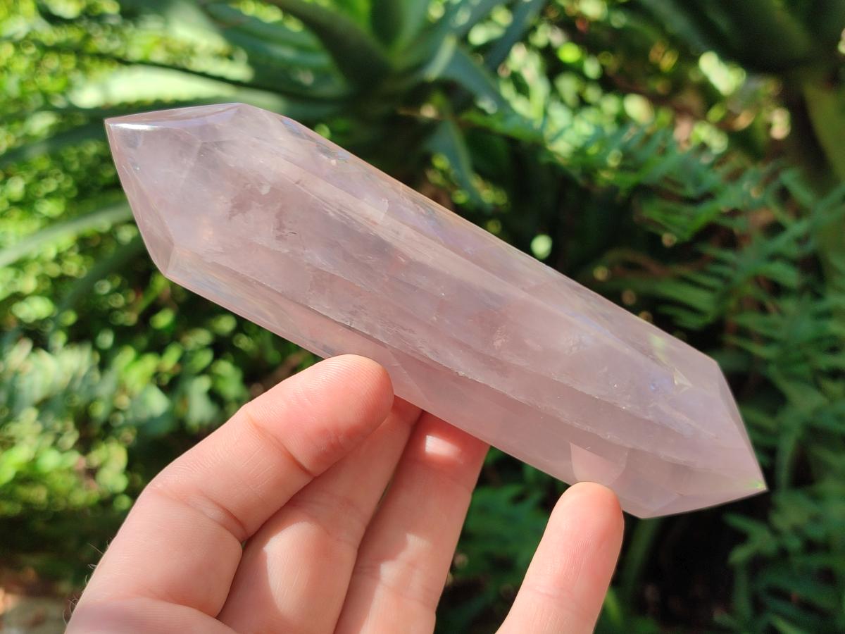 Polished Double Terminated Gemmy Rose Quartz Crystals x 6 From Madagascar - Toprock Gemstones and Minerals 
