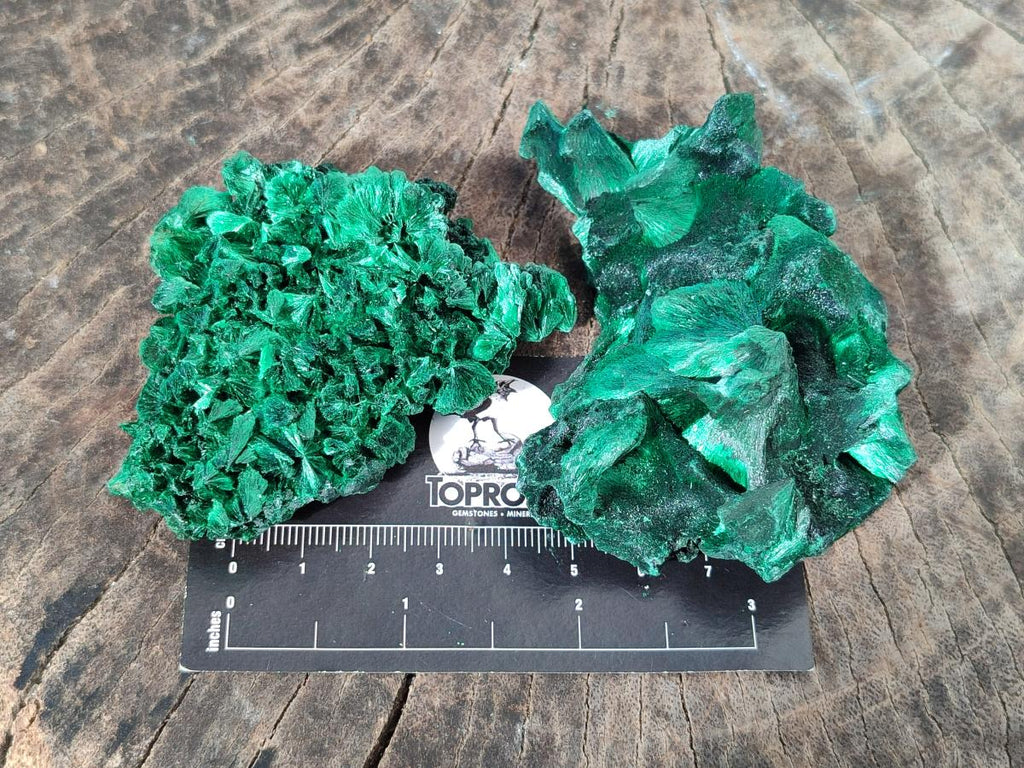 Natural Silky Malachite Specimens x 6 From Kasompe, Congo - Toprock Gemstones and Minerals 