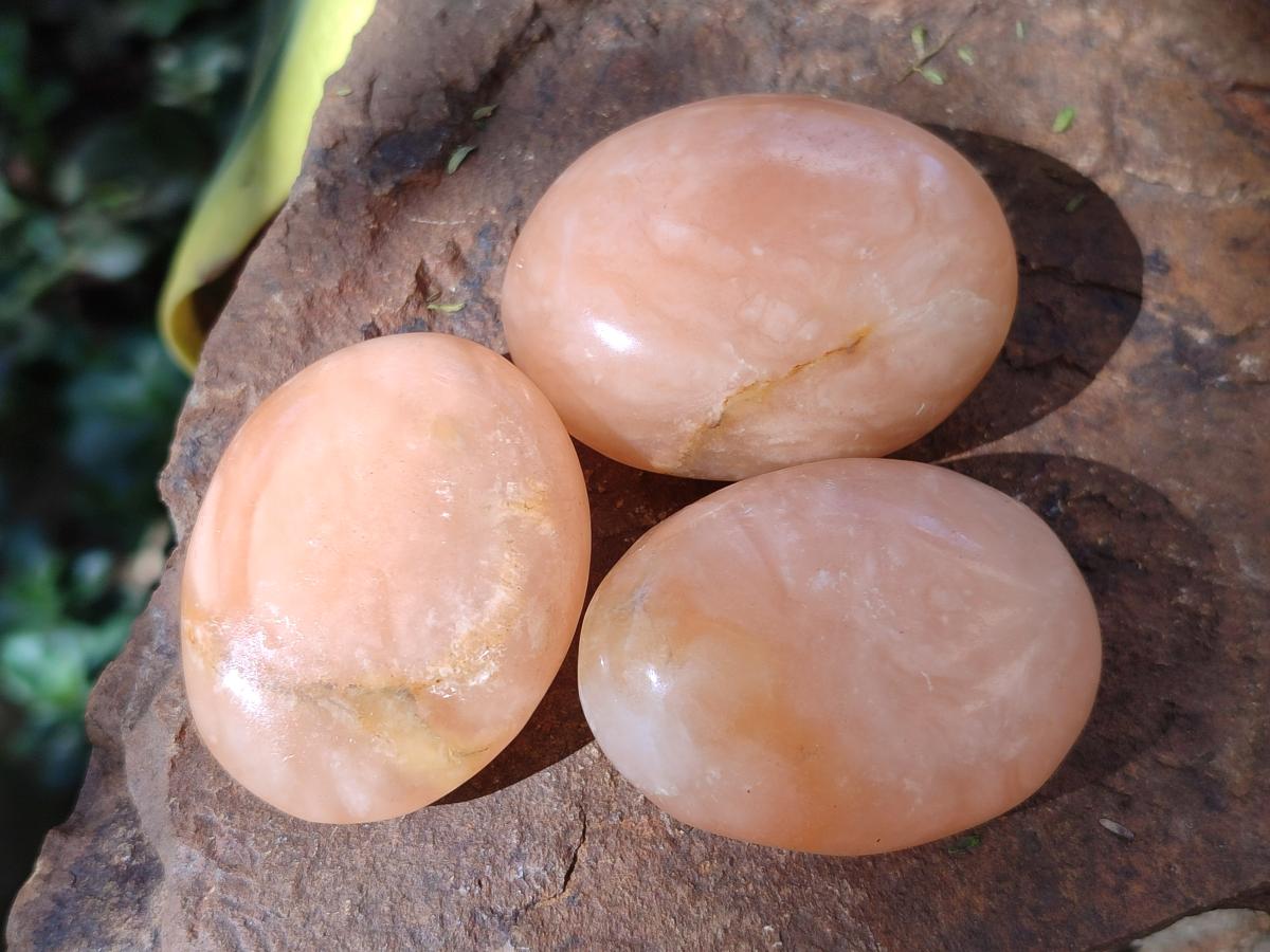 Polished Orange Twist Calcite Galets x 20 From Maevantanana, Madagascar - Toprock Gemstones and Minerals 