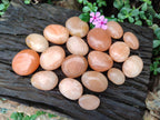 Polished Orange Twist Calcite Galets x 20 From Maevantanana, Madagascar - Toprock Gemstones and Minerals 